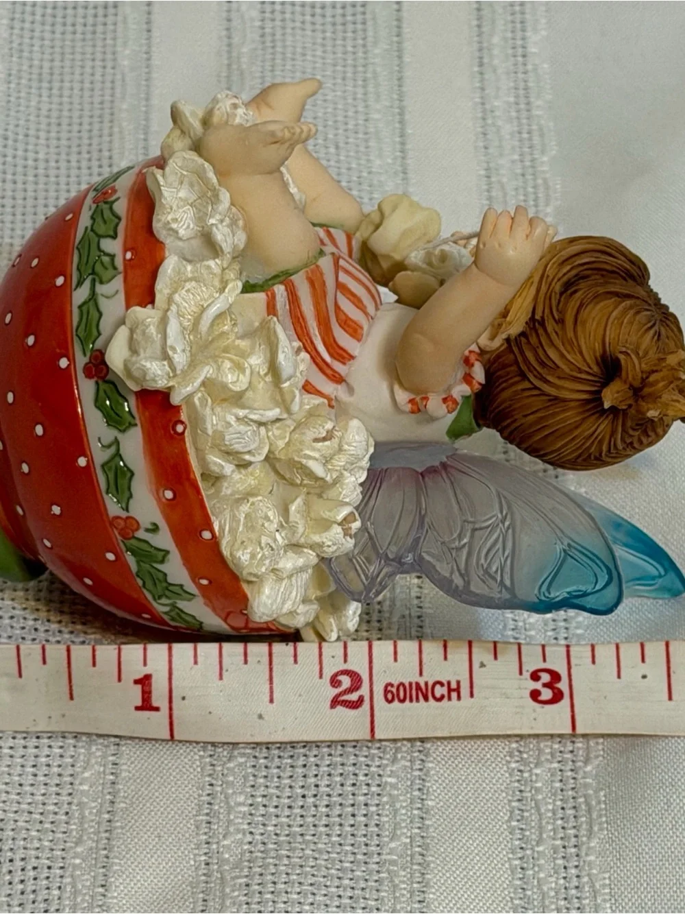 Stringing Popcorn Fairie 2006 Enesco Little Kitchen Fairies #4005699 Christmas